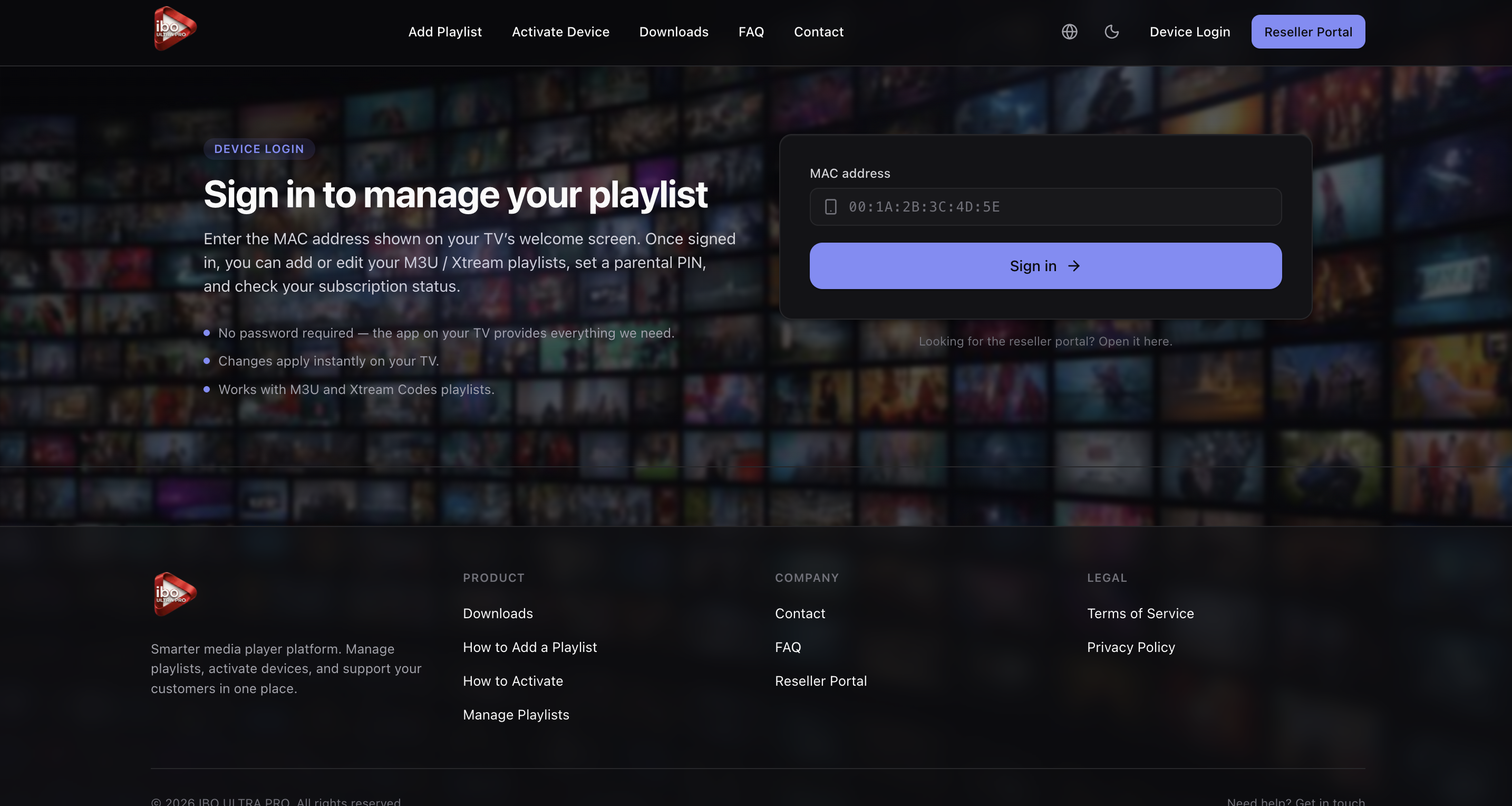 Open Manage Playlists
