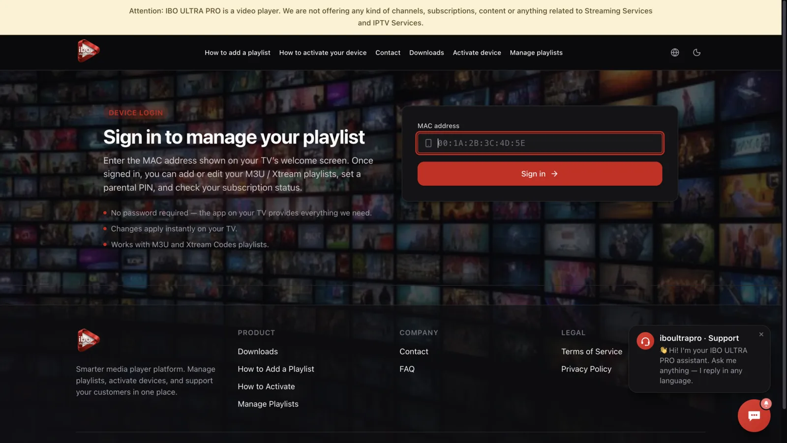 Open the activation page